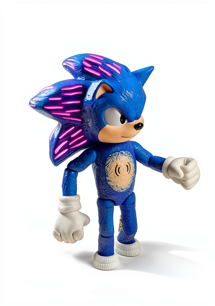 Sonic the Hedgehog action figure with light-up features on a play mat
