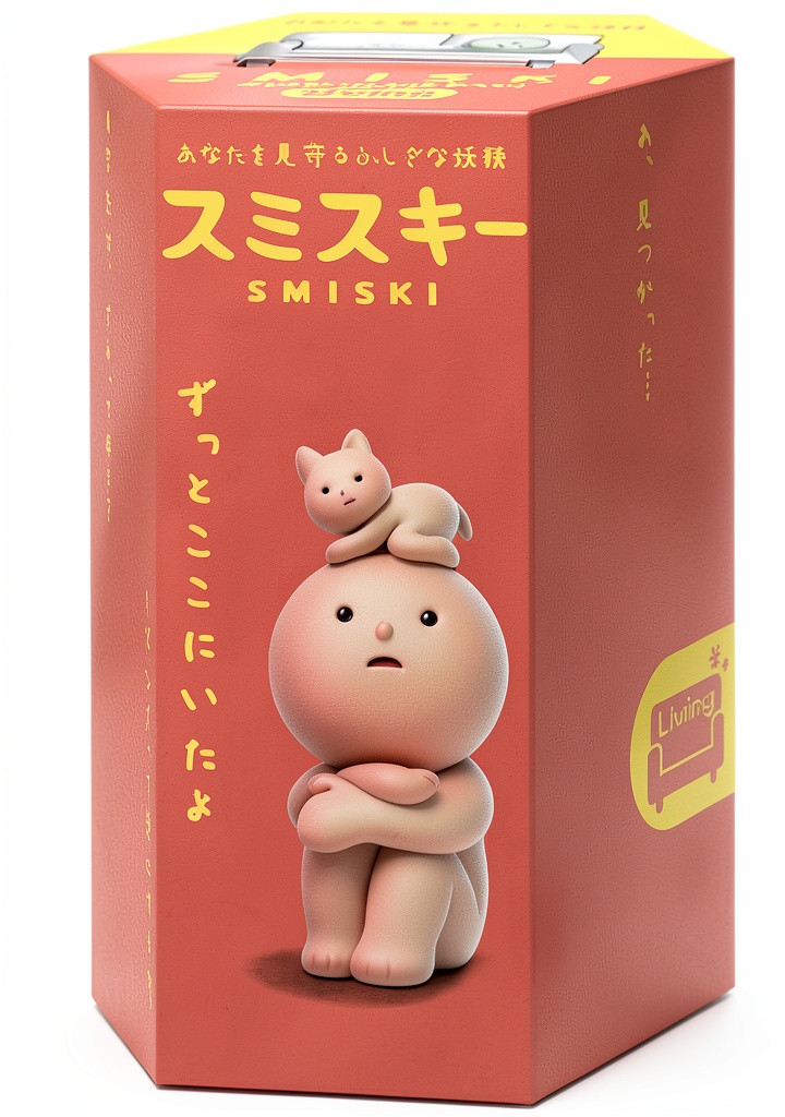 Smiski Living Series figures glowing in a dark room setting