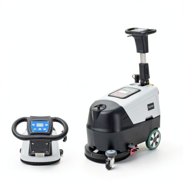 Battery Powered Walk Behind Floor and Carpet Scrubber Buffer Polisher Machine, 16" Brush, 21.5" Squeegee Width, 6.5 gal Tank, Brush Speed 200 RPM, Includes a Hard Brush Soft Brush and 3 Scouring pads-1